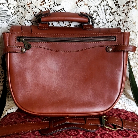 Vintage GERPA Real Brown Leather Purse Satchel Handbag Crossbody - Picture 4 of 15
